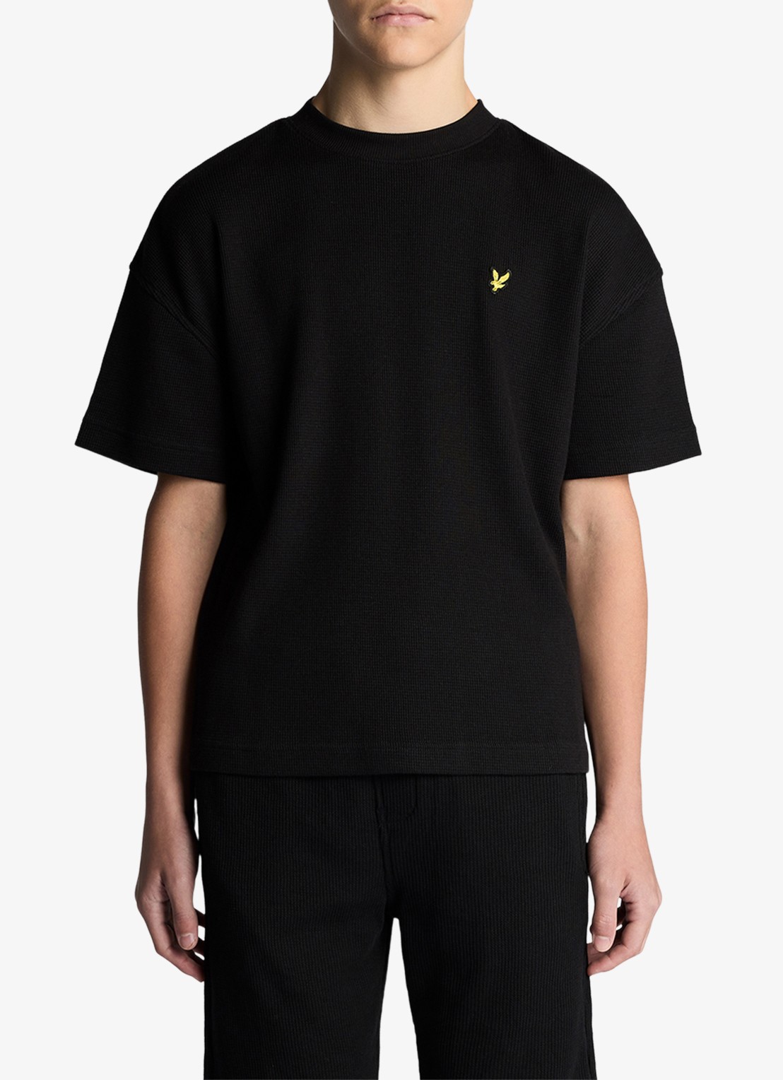 Lyle & Scott T-shirt met structuur - voorkant zwart