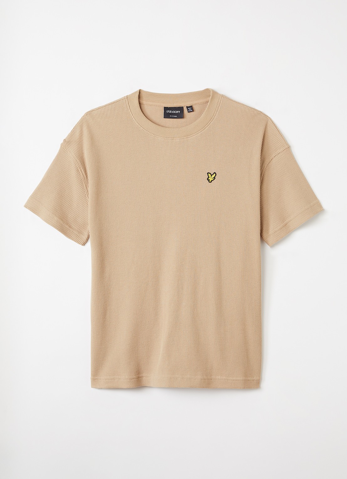 Lyle & Scott T-shirt met structuur - voorkant beige