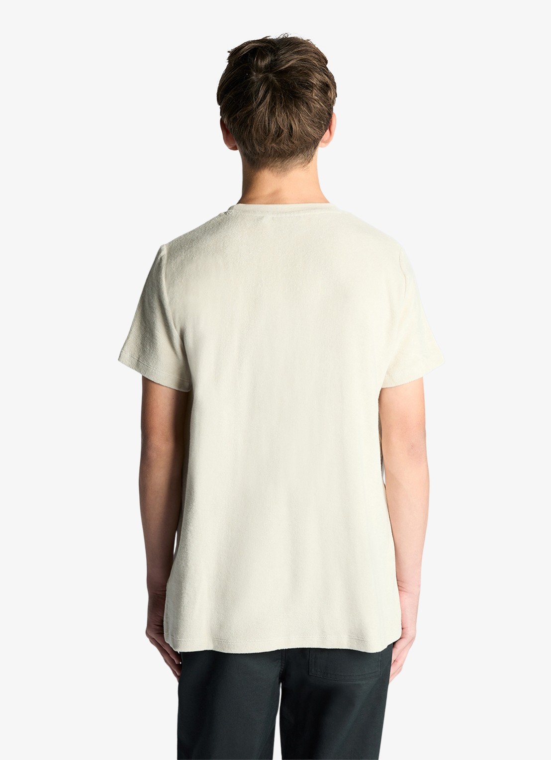 Lyle & Scott T-shirt van badstof met logoborduring - achterkant beige