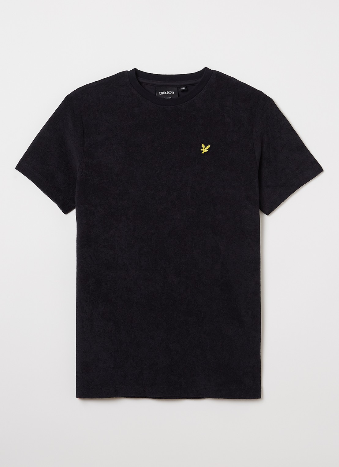 Lyle & Scott T-shirt van badstof met logoborduring - voorkant donkerblauw