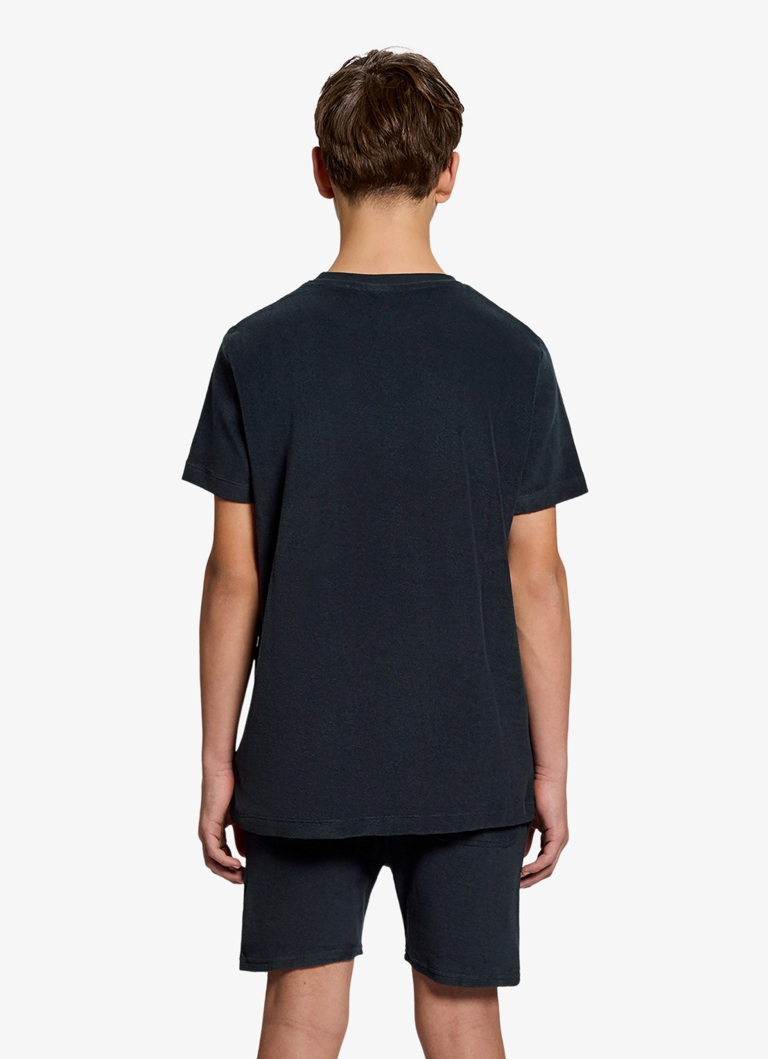 Lyle & Scott T-shirt van badstof met logoborduring - achterkant 5 donkerblauw