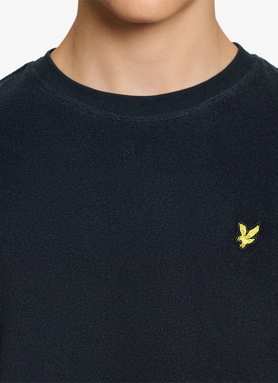 Lyle & Scott T-shirt van badstof met logoborduring - detail 4 donkerblauw