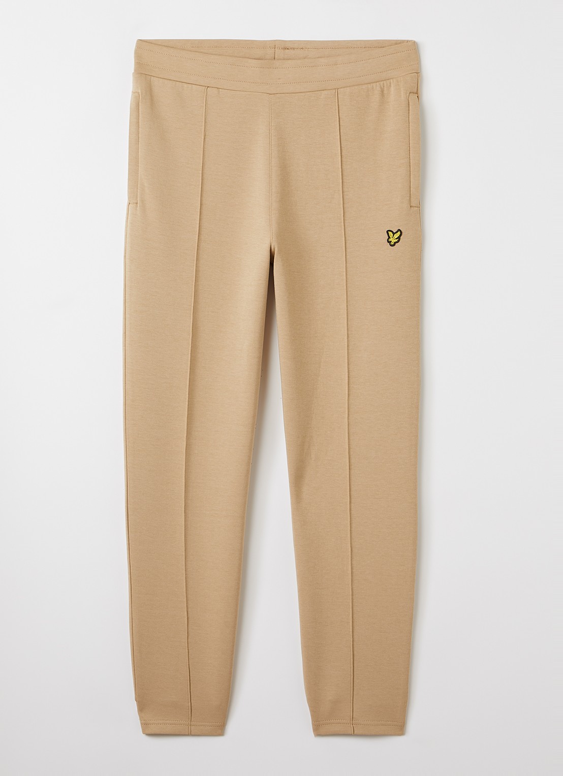 Lyle & Scott Tapered fit joggingbroek met logo - voorkant zand
