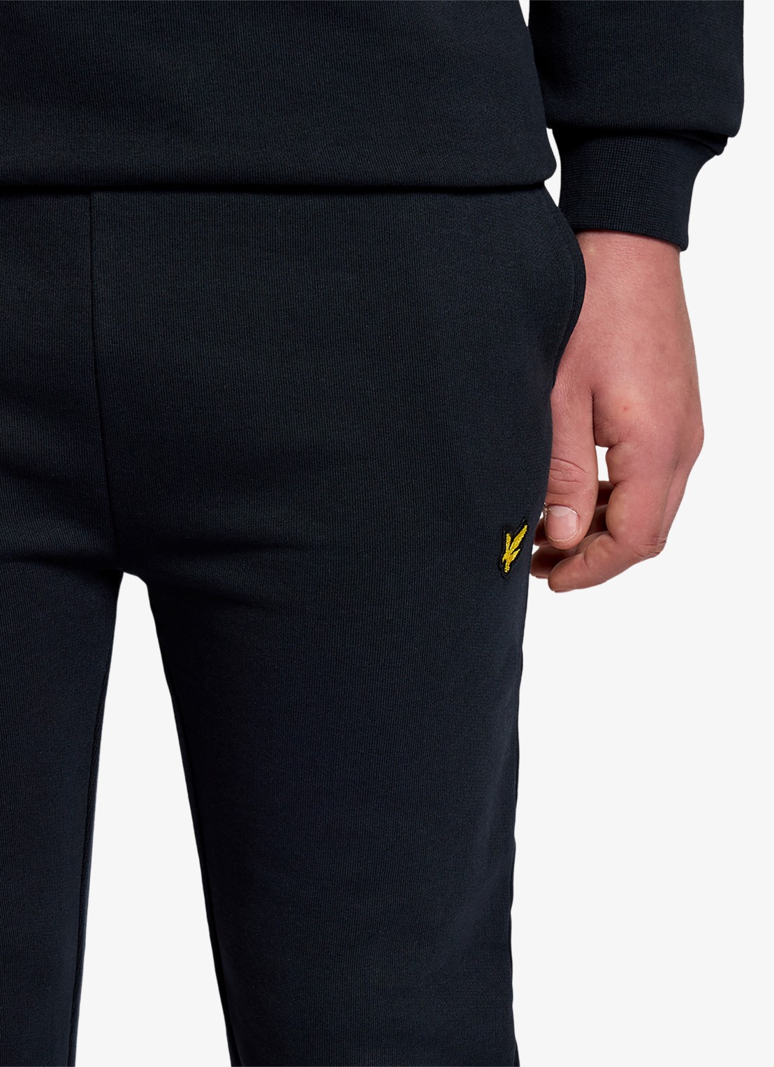 Lyle & Scott Tapered fit joggingbroek met logoborduring - detail 3 donkerblauw