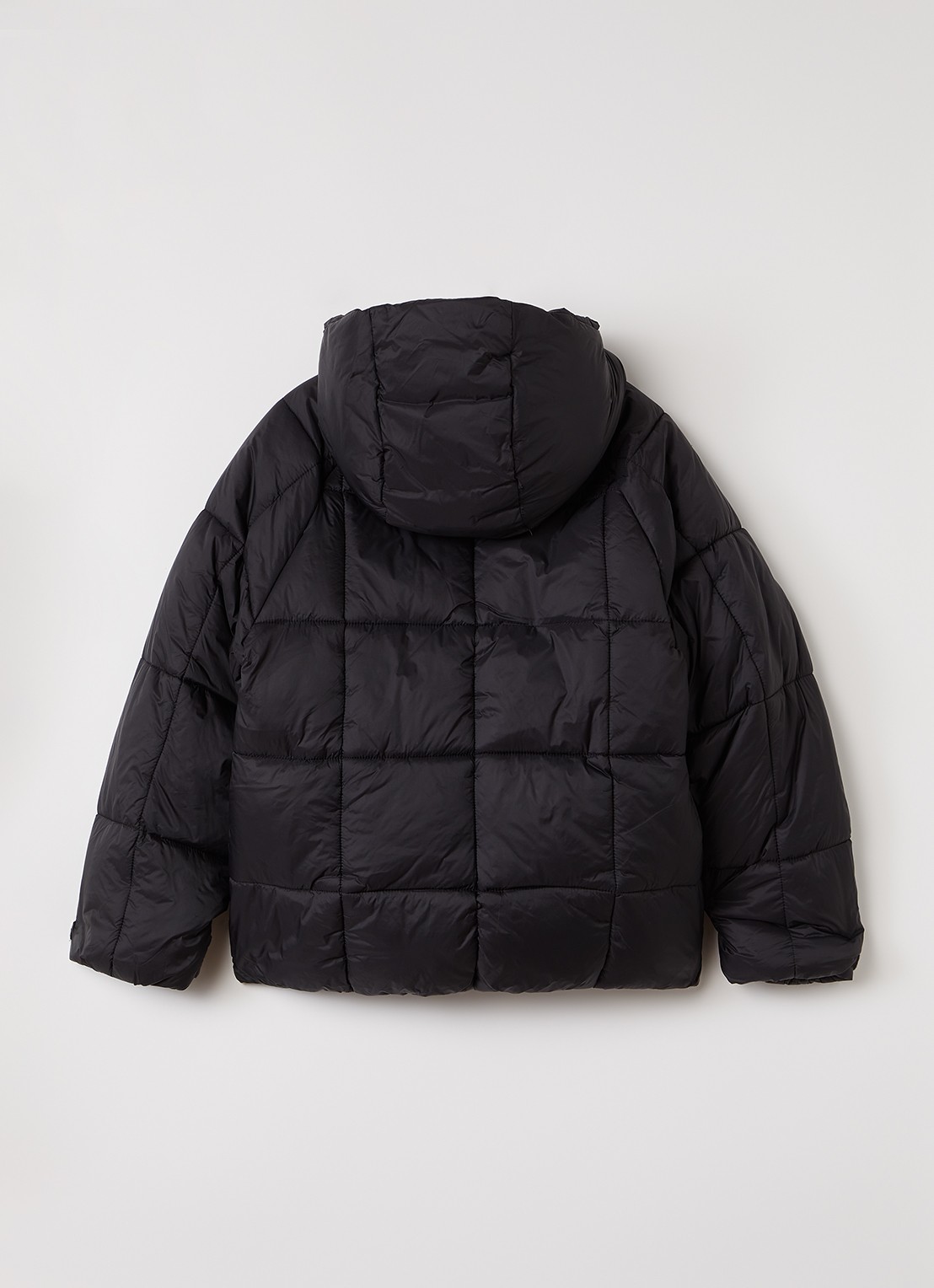 Lyle & Scott Tonal Eagle puffer jas met quiltpatroon en capuchon  - achterkant zwart