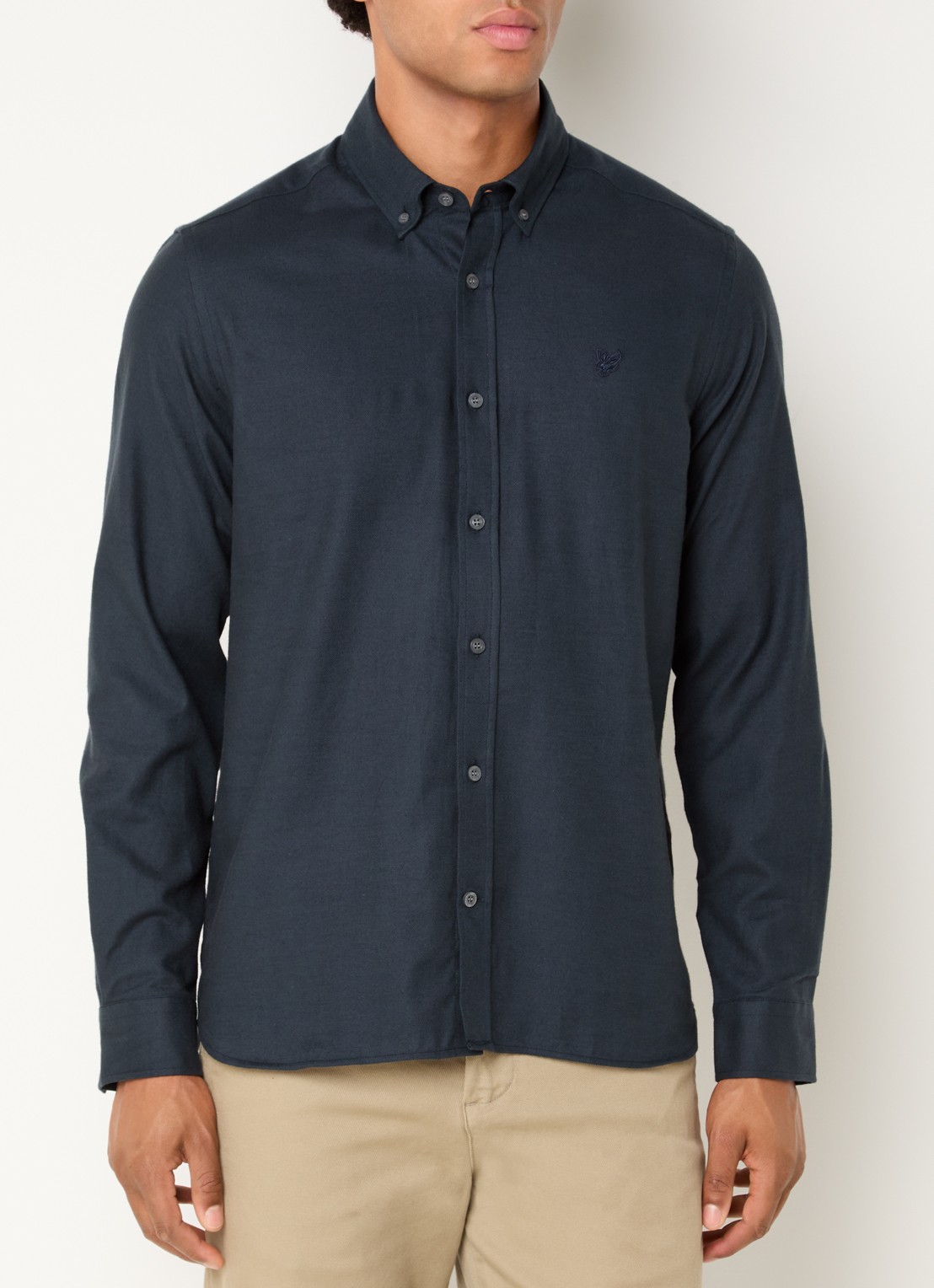 Lyle & Scott Tonal Plain overhemd met logo - detail 3 donkerblauw