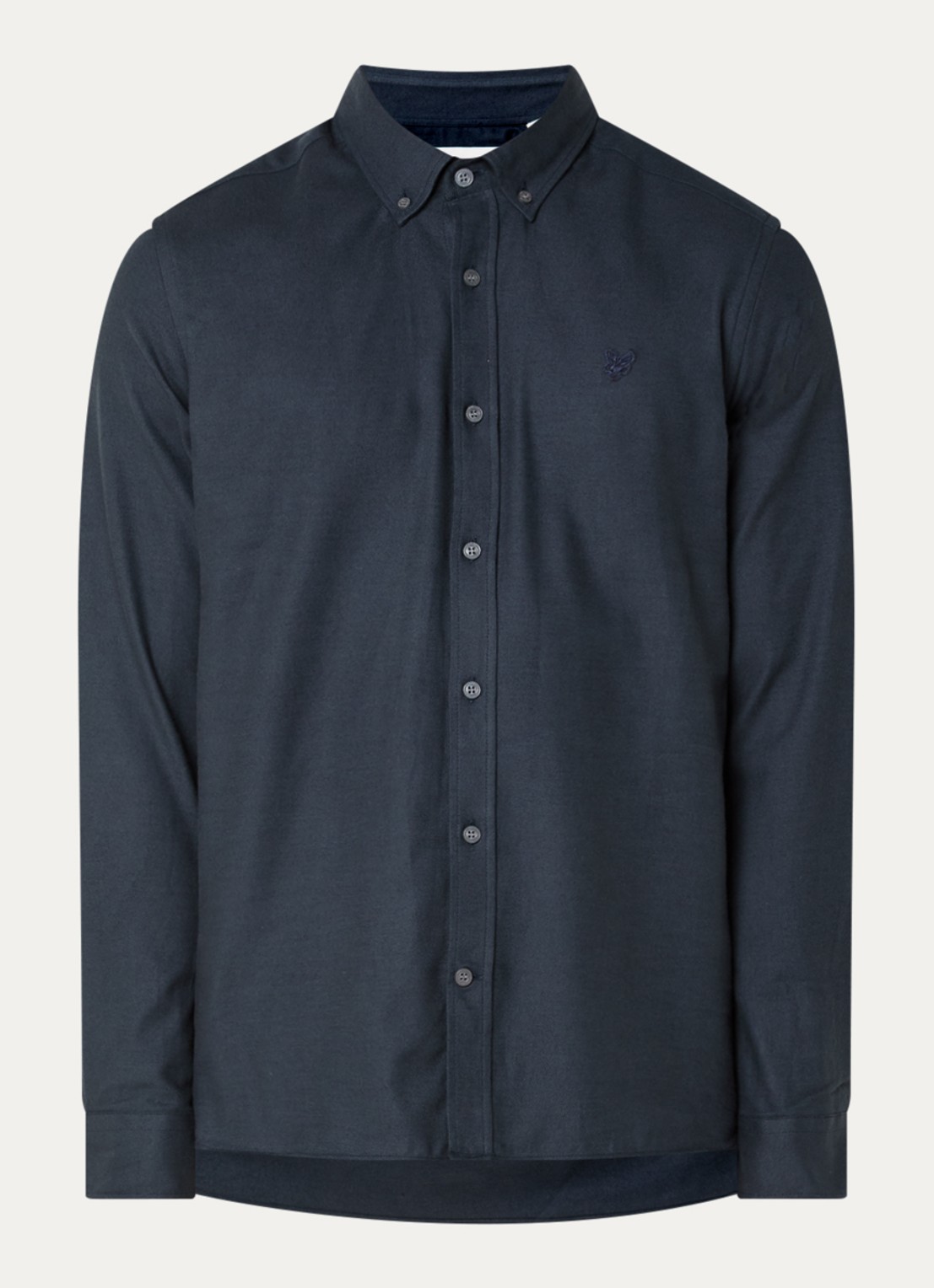 Lyle & Scott Tonal Plain overhemd met logo - voorkant donkerblauw