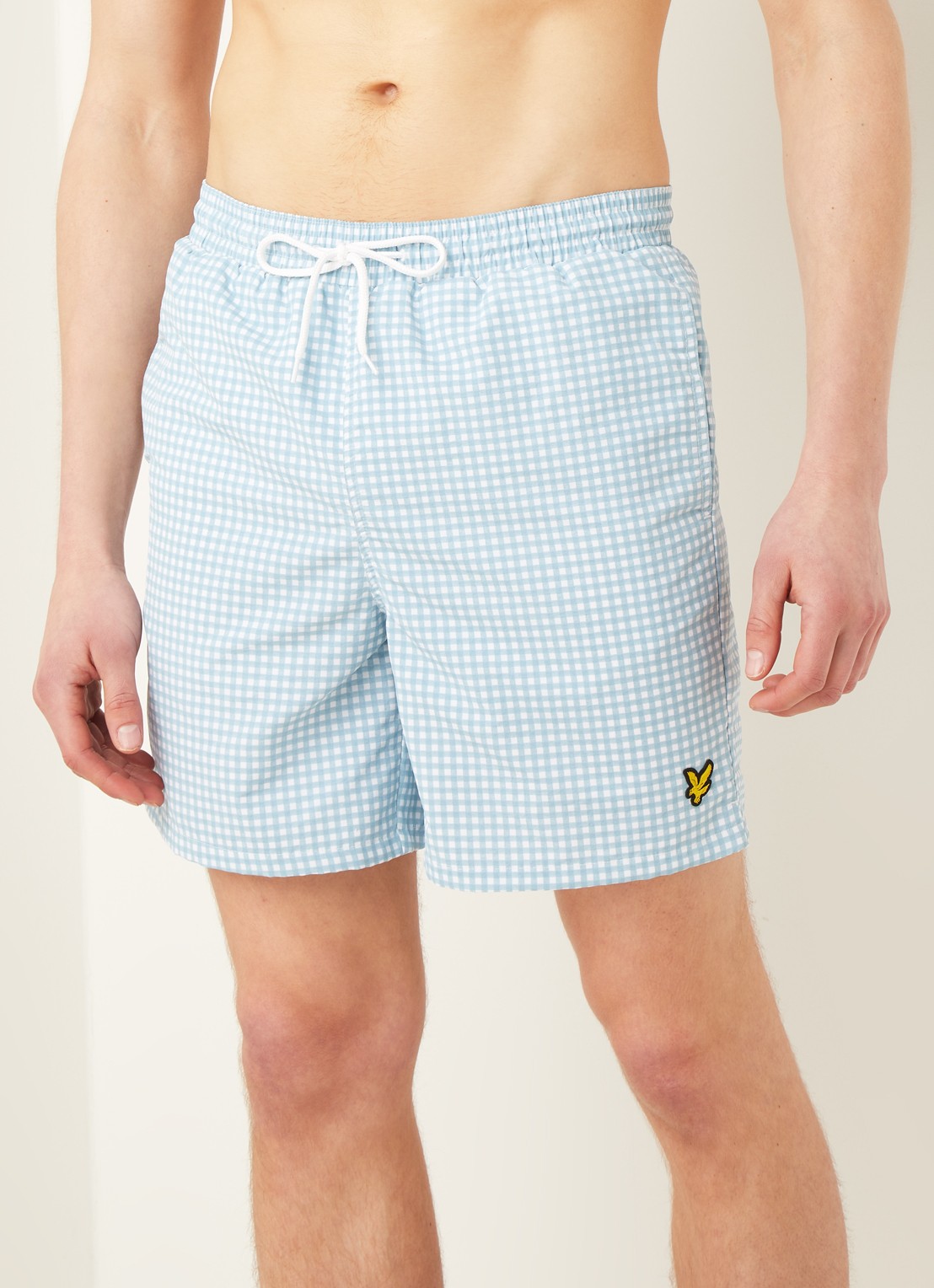 Lyle & Scott Zwemshorts met ruitdessin - detail blauw