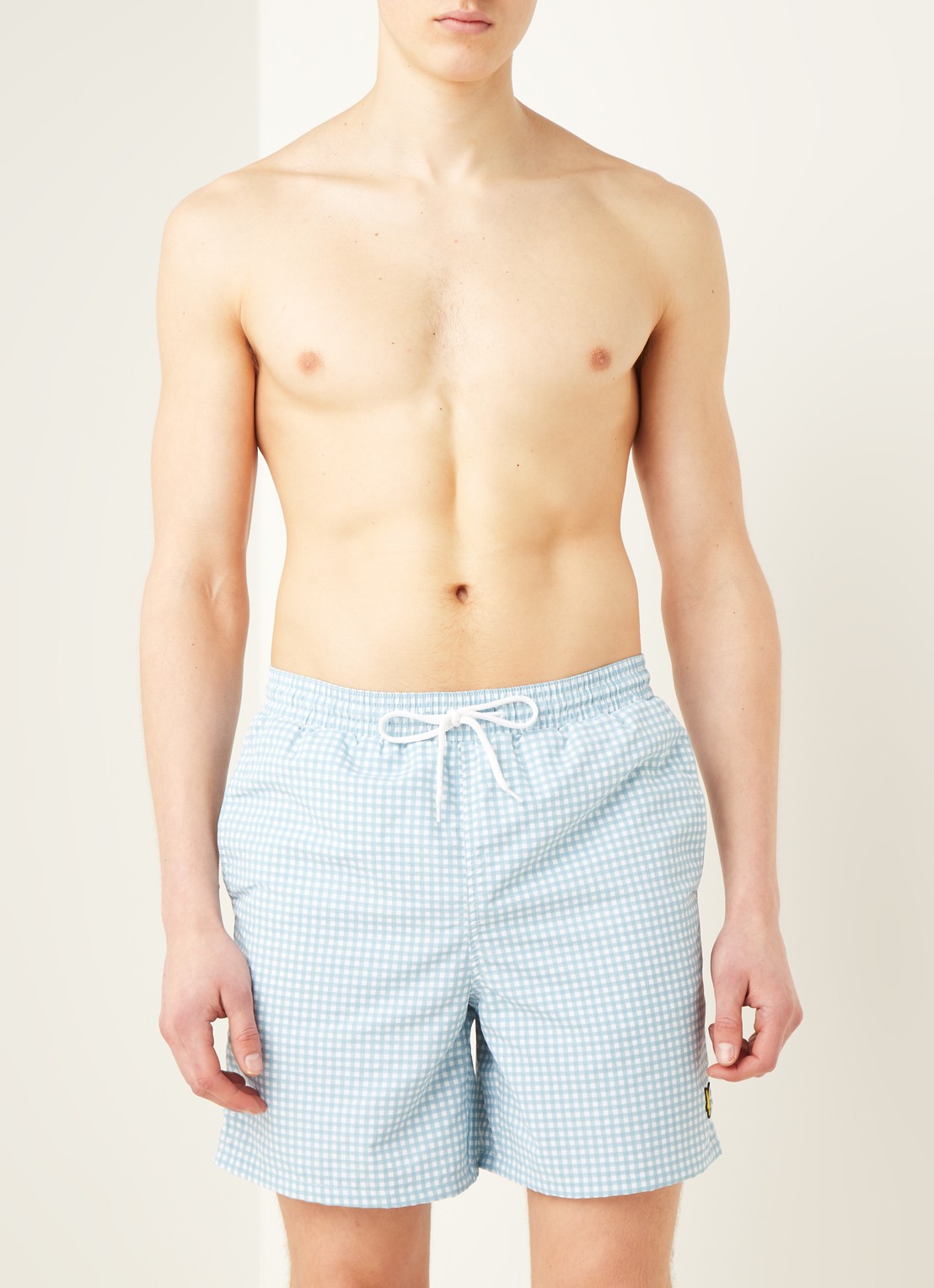 Lyle & Scott Zwemshorts met ruitdessin - voorkant 4 blauw