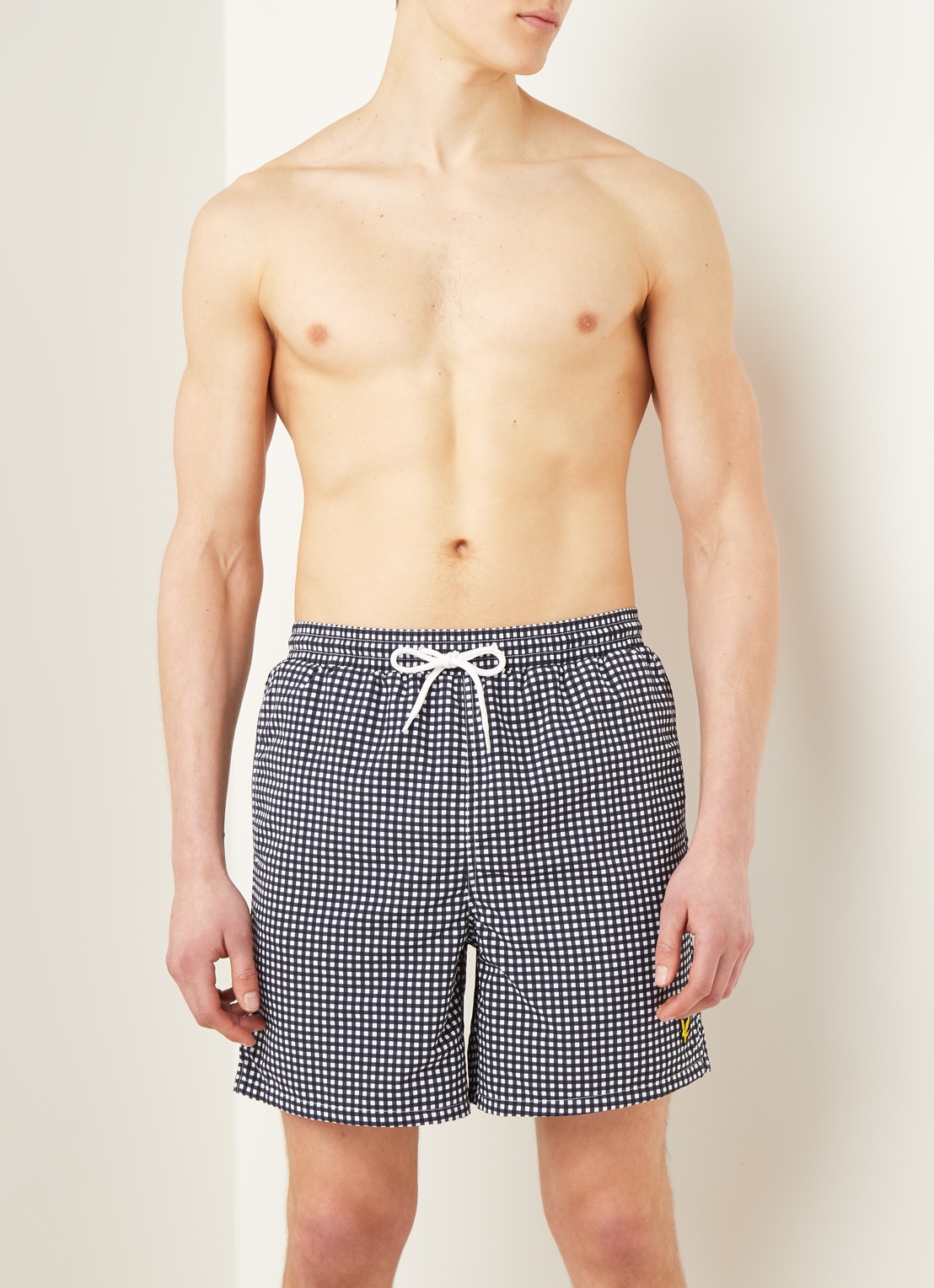 Lyle & Scott Zwemshorts met ruitdessin - voorkant 4 donkerblauw