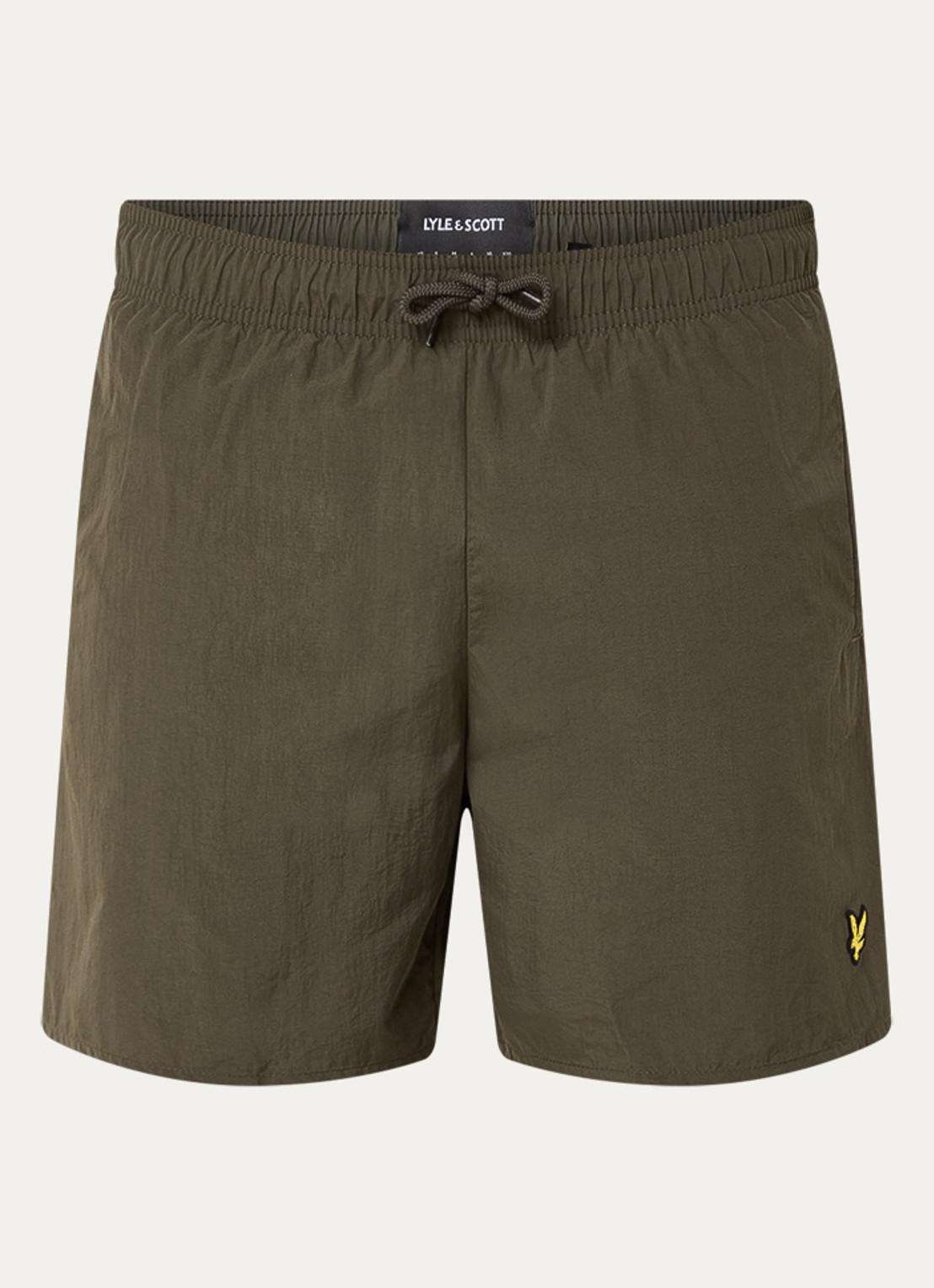 Lyle & Scott Zwemshorts met steekzakken en logo - voorkant 3 olijfgroen