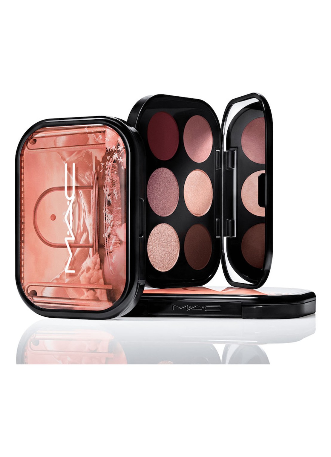 M·A·C  Connect In Colour Eye Shadow Palette X6 - oogschaduw palette - voorkant 5 embedded in burgundy