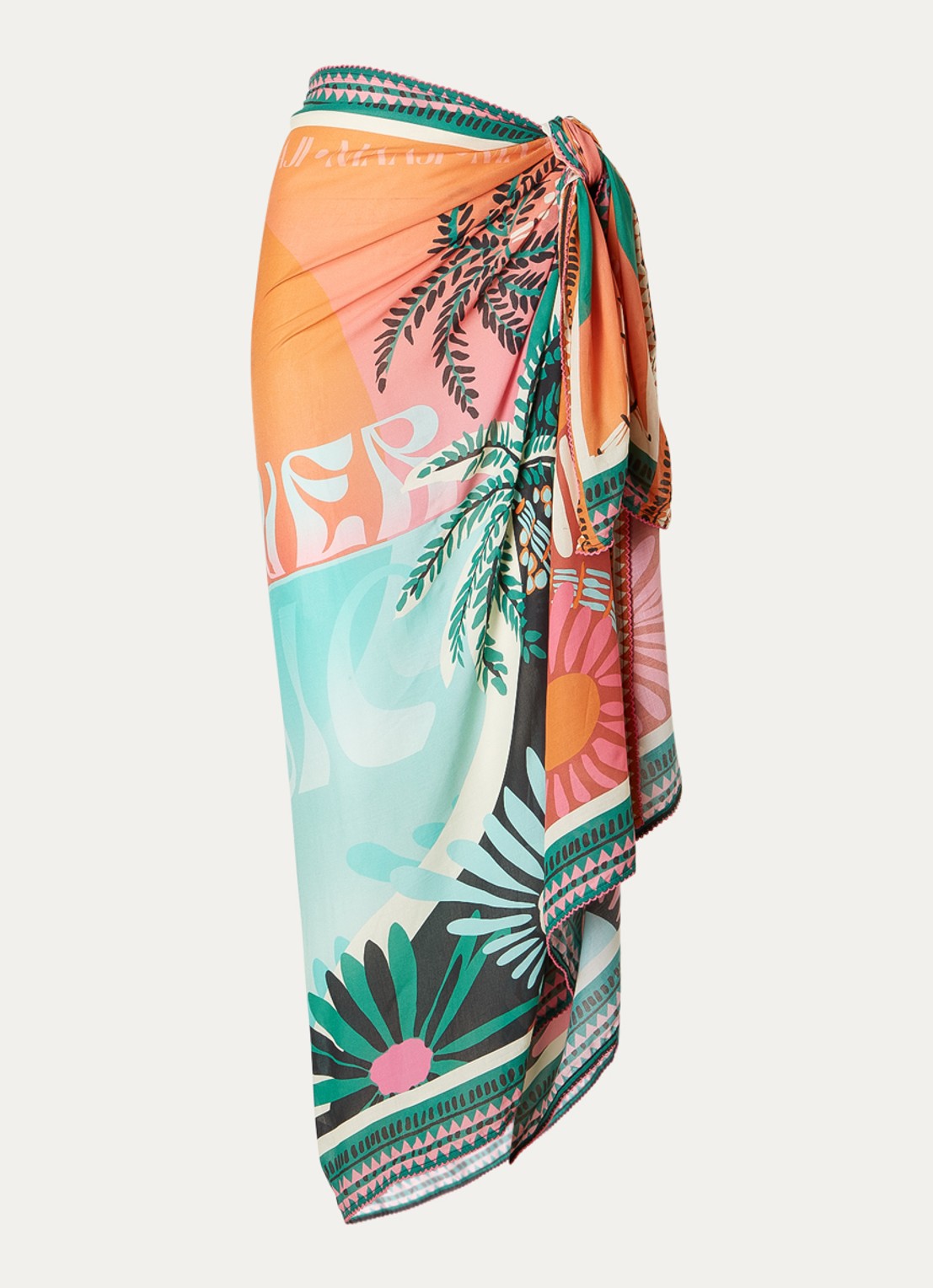 MAAJI Aloha Island View pareo met print - voorkant 3 blauw