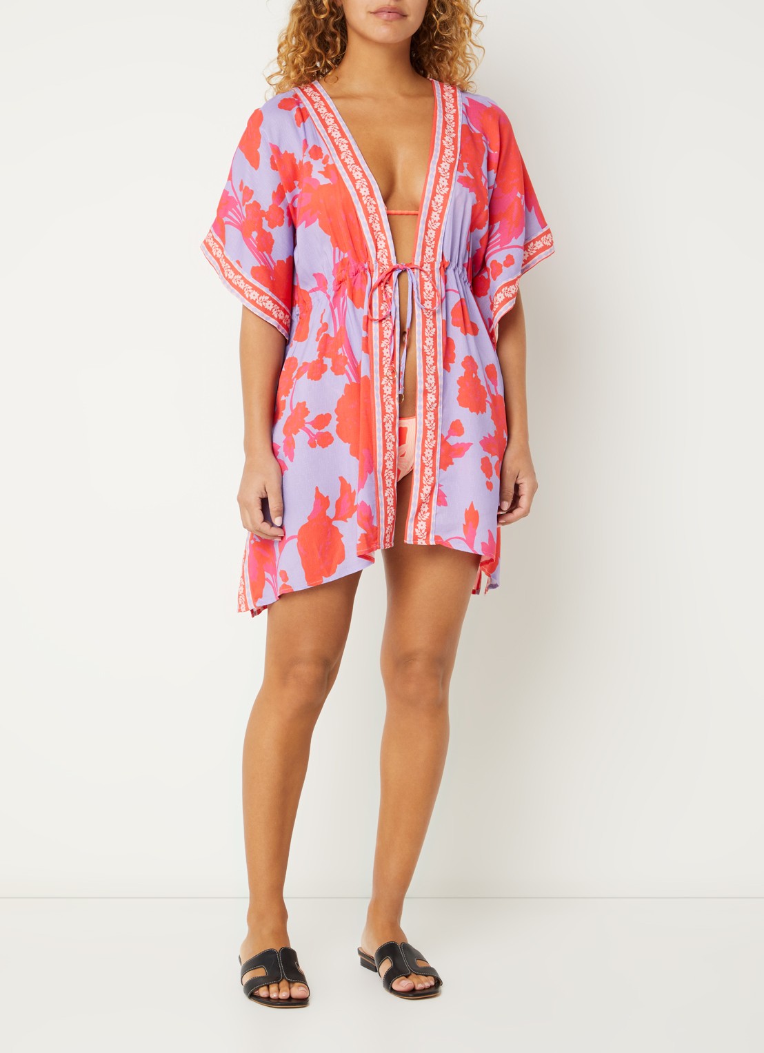 MAAJI Lavender Dream kaftan met bloemenprint - voorkant 2 lila