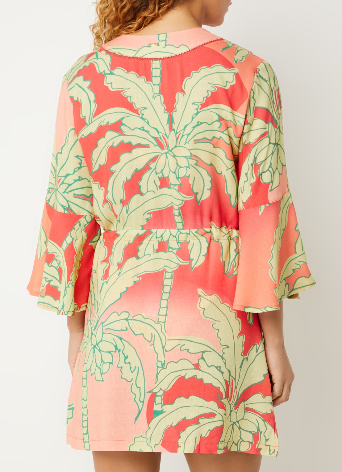 MAAJI Palm Garden strandjurk met print - achterkant koraalroze