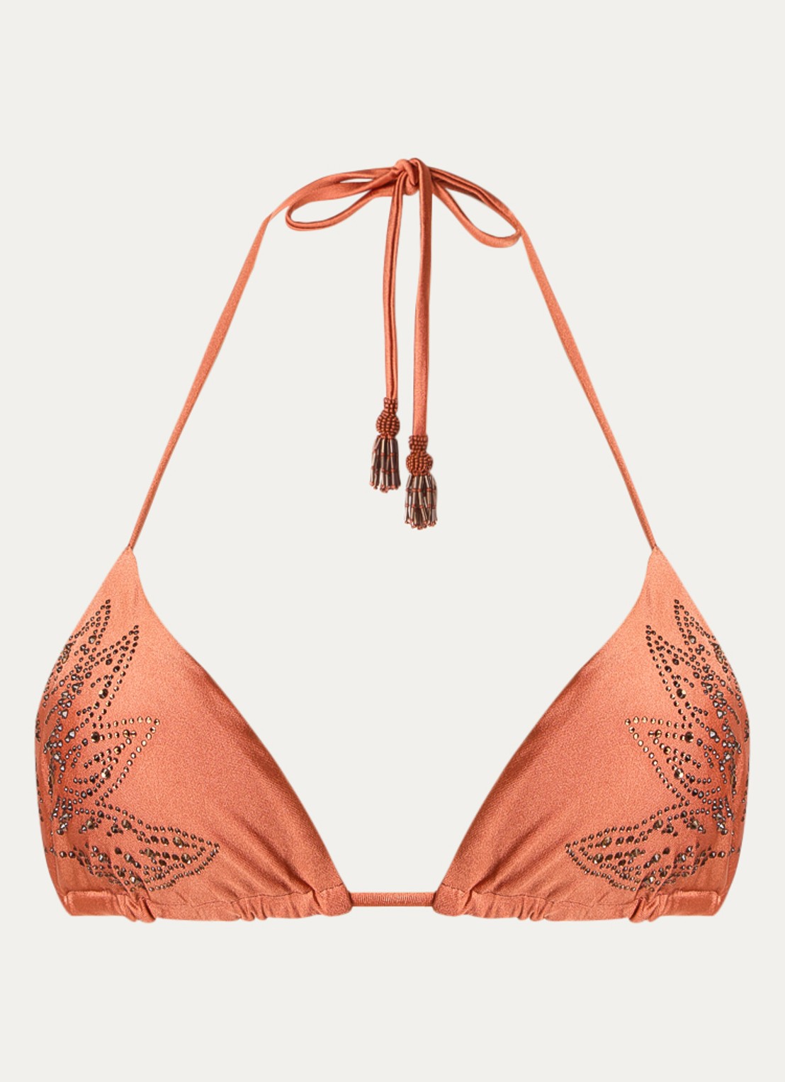 MAAJI Satin Umber Balmy reversible triangel bikinitop met uitneembare vulling - voorkant oranjebruin