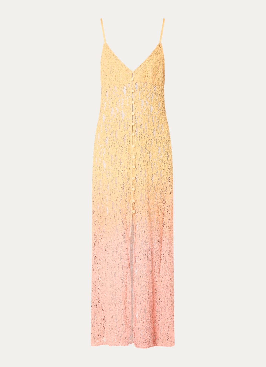 MAAJI Sunrise Sky Elowen maxi jurk met opengewerkt dessin - voorkant 2 roze