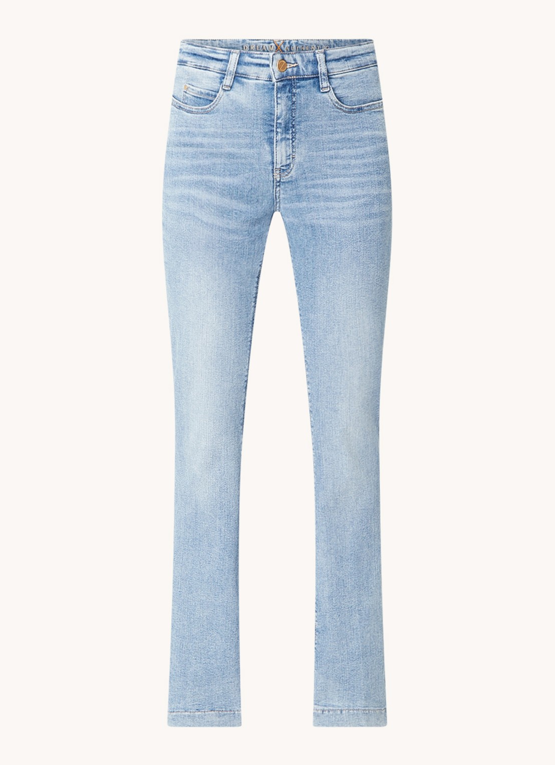 MAC Dream mid waist bootcut jeans met donkere wassing - voorkant lichtblauw