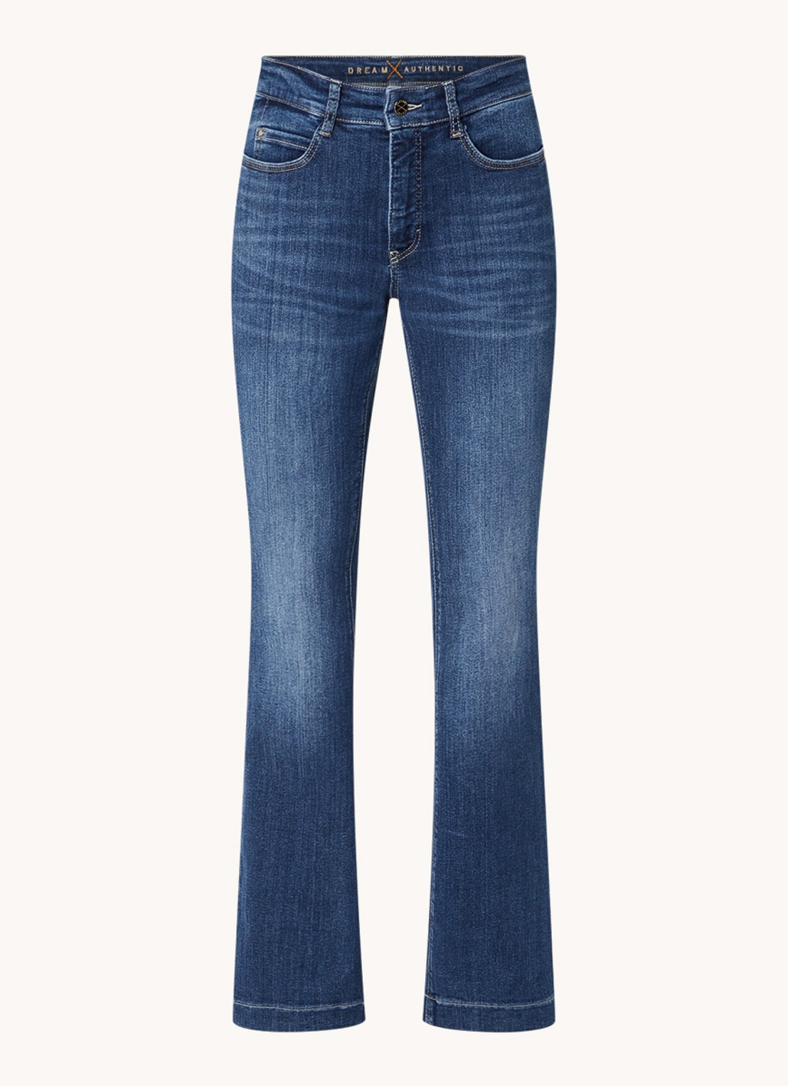 MAC Dream mid waist bootcut jeans met donkere wassing - voorkant indigo