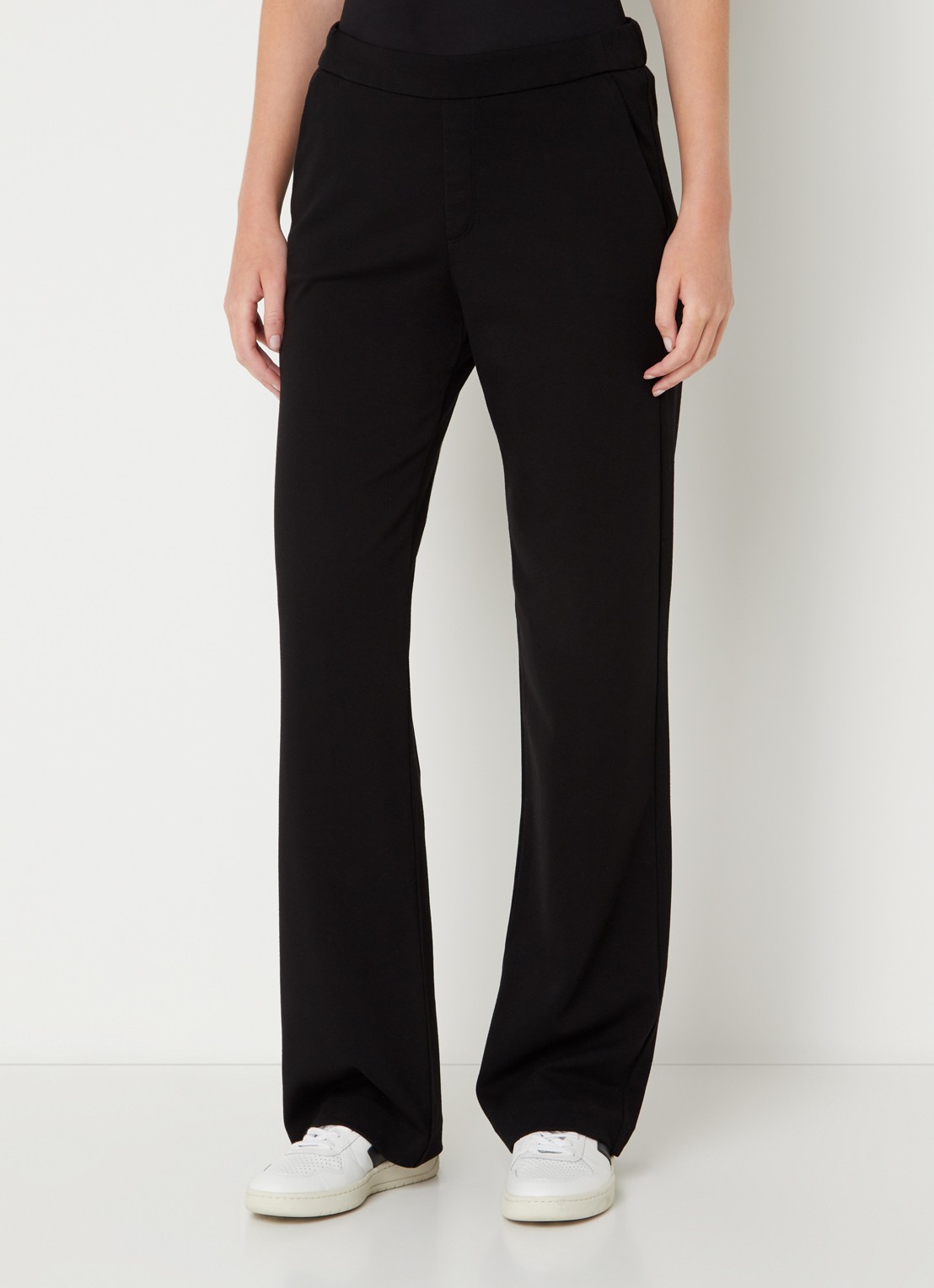 MAC Jeans Chiara straight fit pantalon met print  - detail zwart