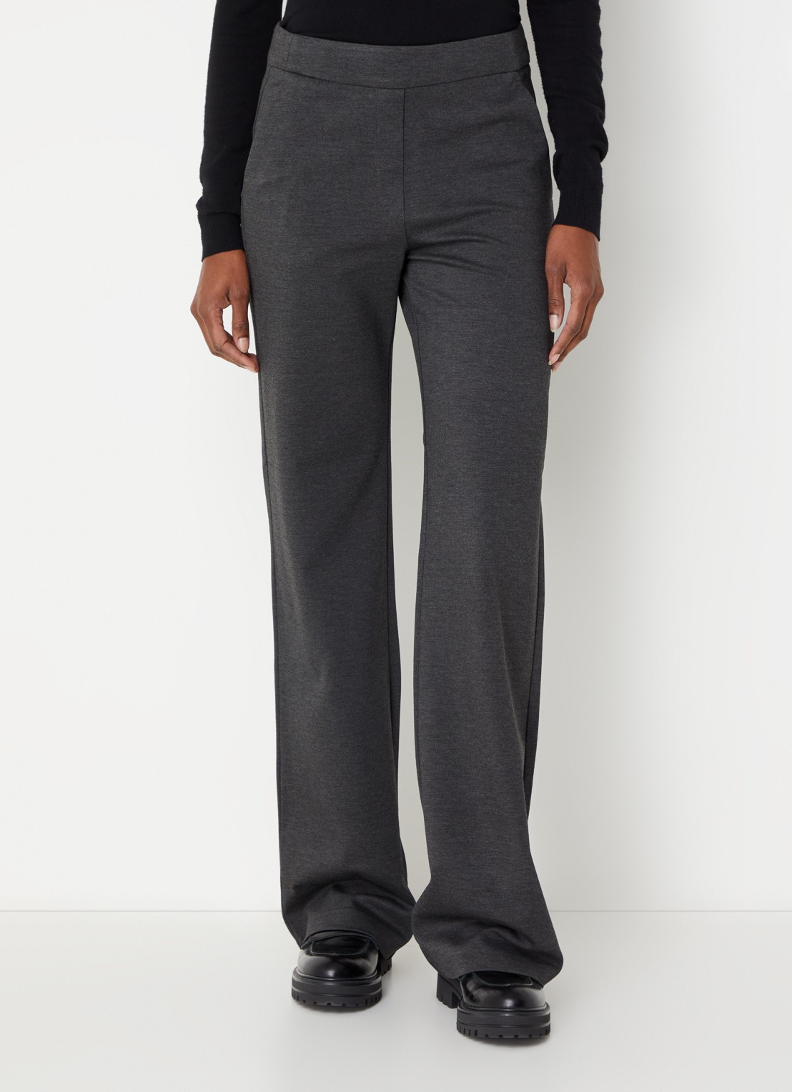 MAC Jeans Chiara straight fit pantalon met print  - detail antraciet