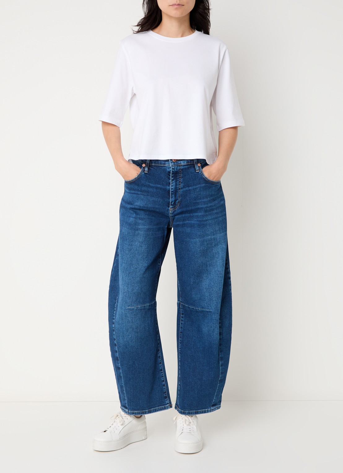 MAC Jeans Dakota high waist balloon fit jeans met steekzakken - voorkant 5 indigo
