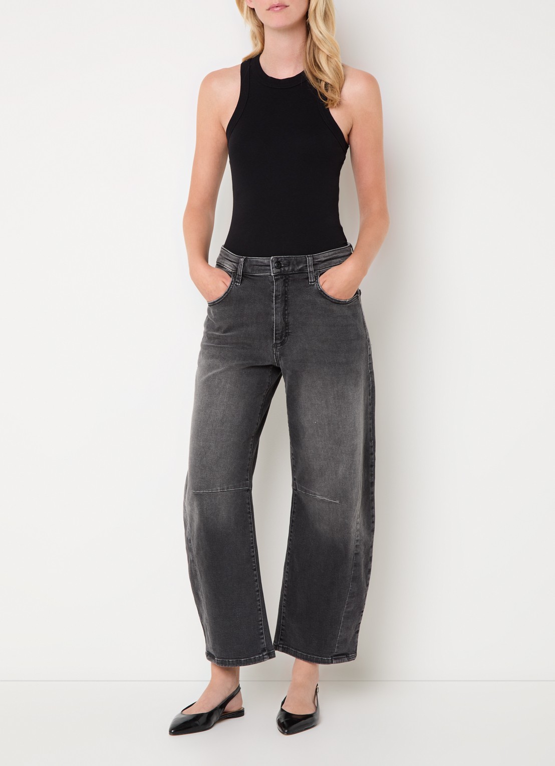 MAC Jeans Dakota high waist balloon fit jeans met steekzakken - voorkant 5 grijs