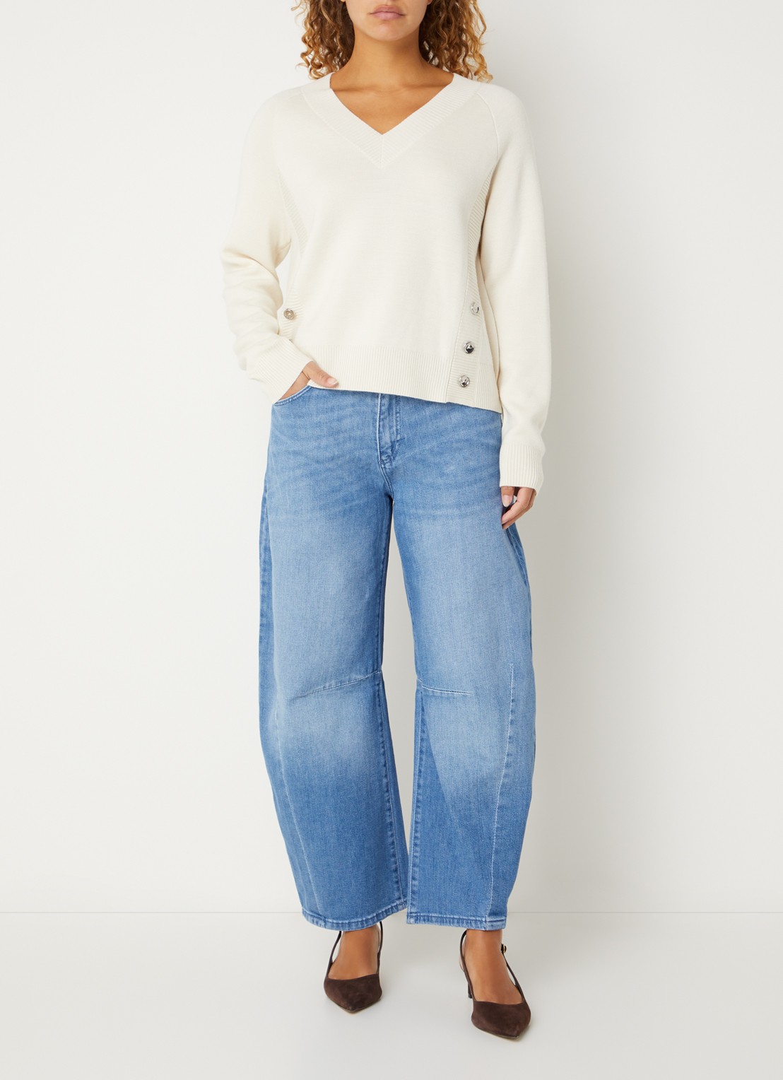 MAC Jeans Dakota high waist balloon fit jeans met steekzakken - voorkant 3 blauw