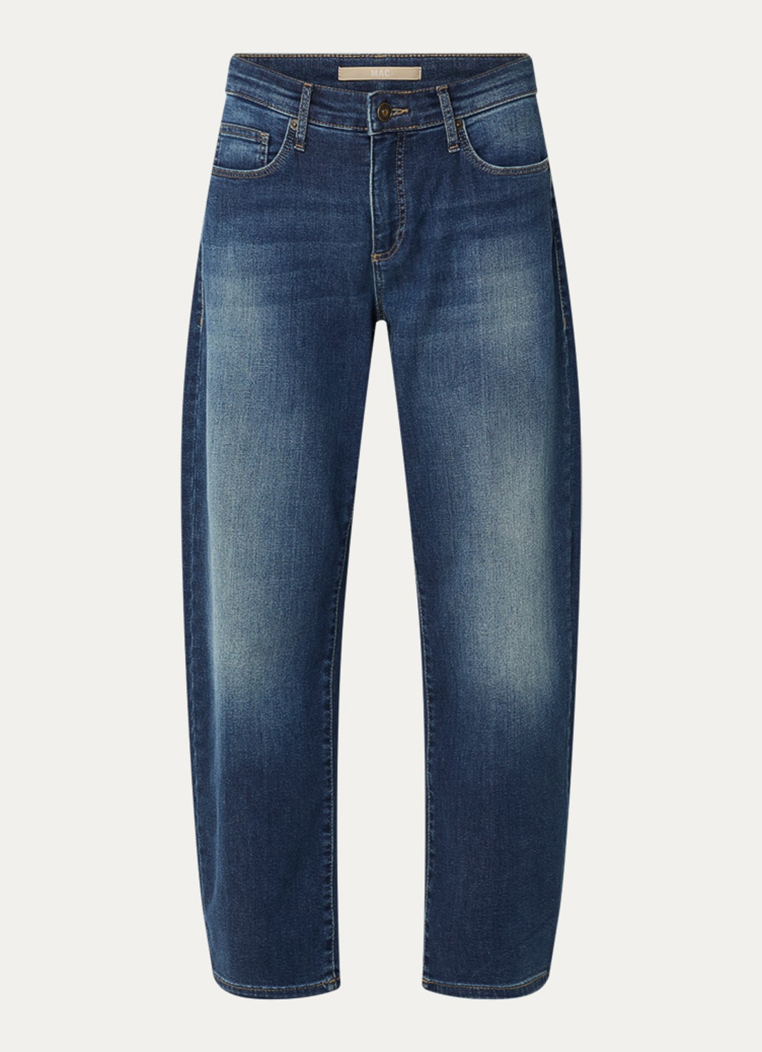 MAC Jeans Danni high waist tapered jeans met donkere wassing - voorkant 2 indigo