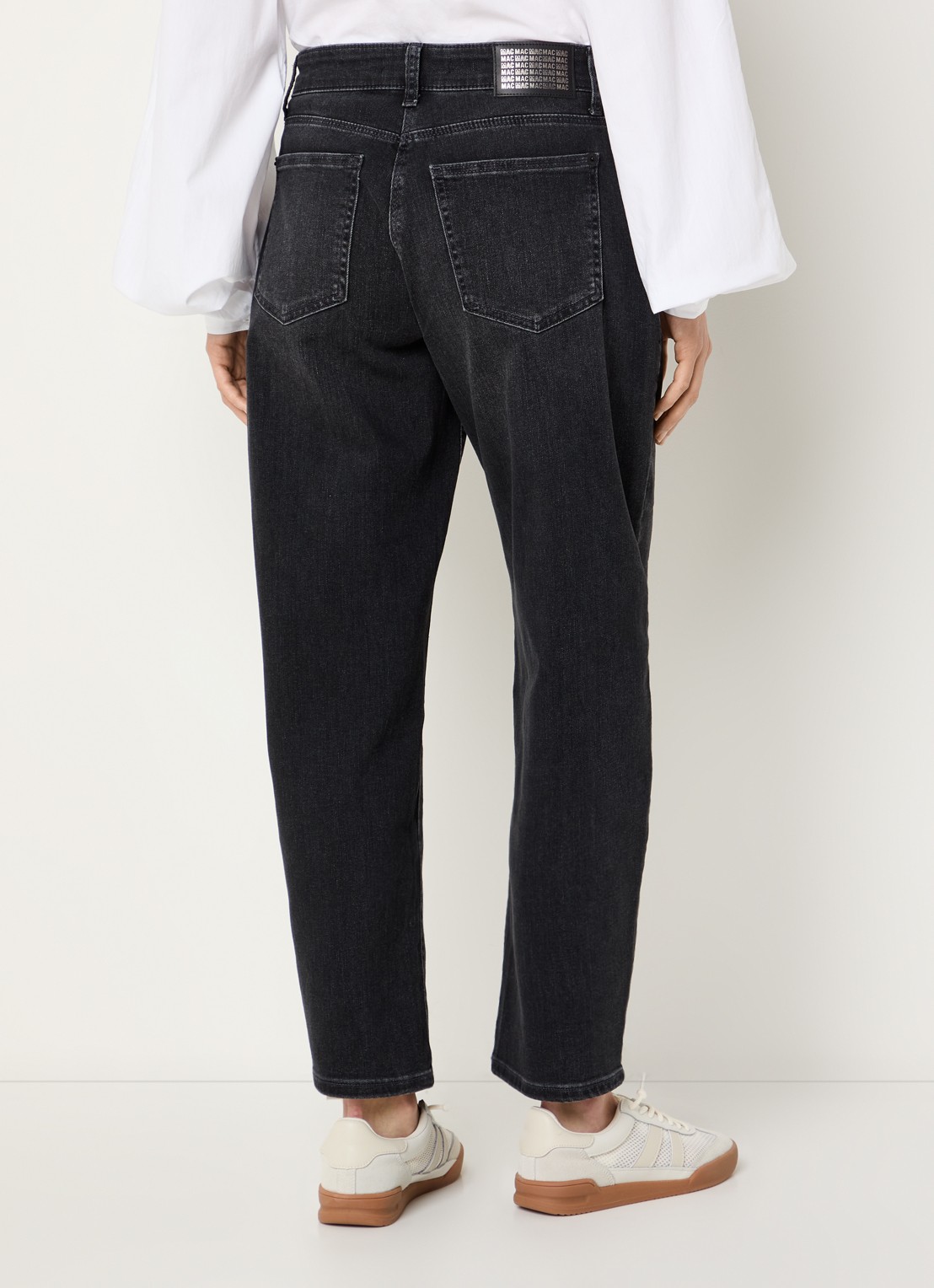 MAC Jeans Danni high waist tapered jeans met donkere wassing - achterkant 3 antraciet