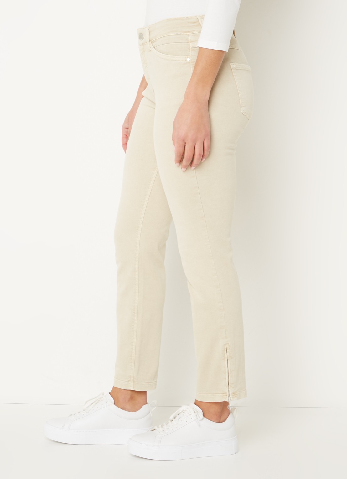 MAC Jeans Dream Chic mid waist slim fit jeans met gekleurde wassing - detail 2 beige