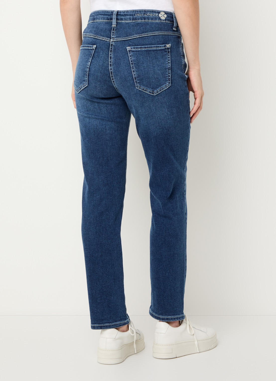 MAC Jeans Dream high waist cropped slim fit jeans met steekzakken - achterkant blauw