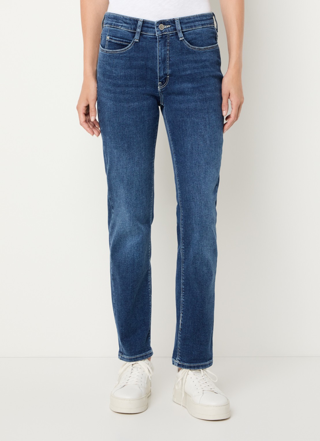 MAC Jeans Dream high waist cropped slim fit jeans met steekzakken - detail 4 blauw