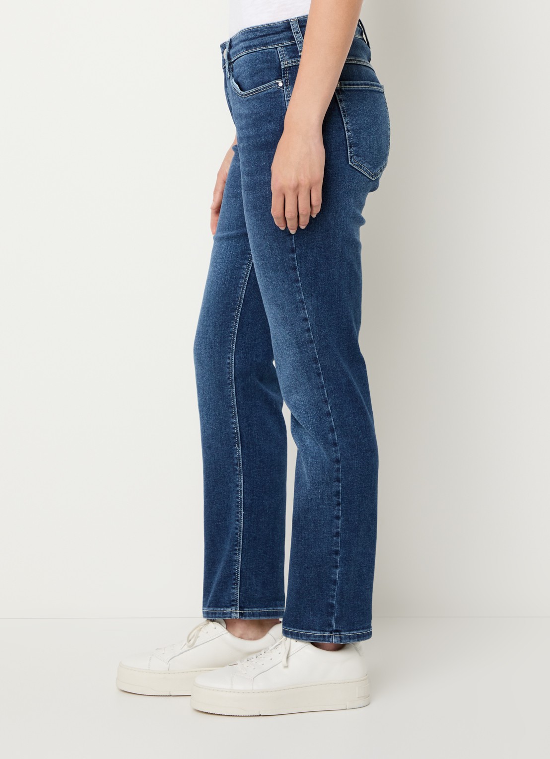 MAC Jeans Dream high waist cropped slim fit jeans met steekzakken - detail 5 blauw
