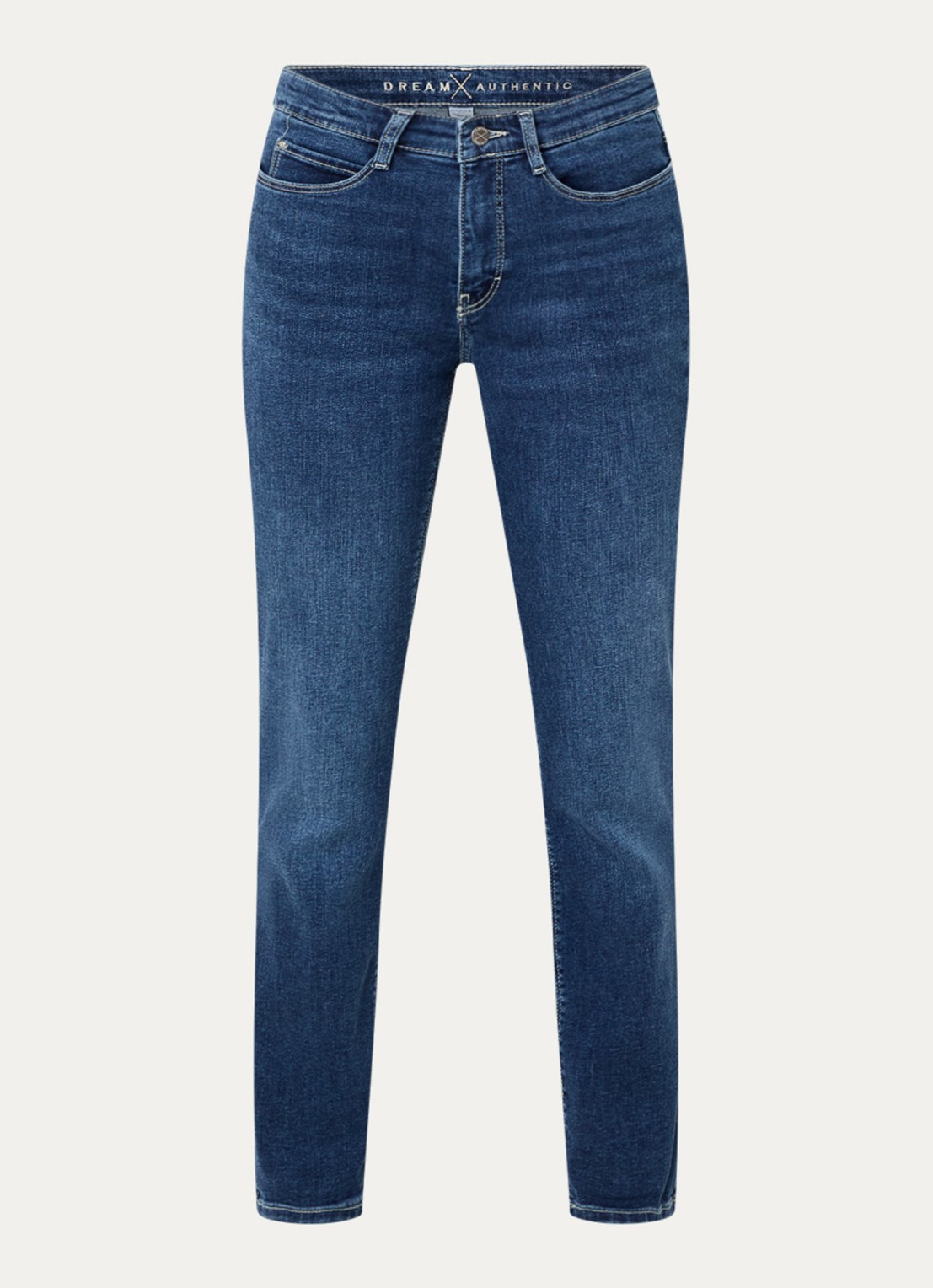 MAC Jeans Dream high waist cropped slim fit jeans met steekzakken - voorkant 2 blauw
