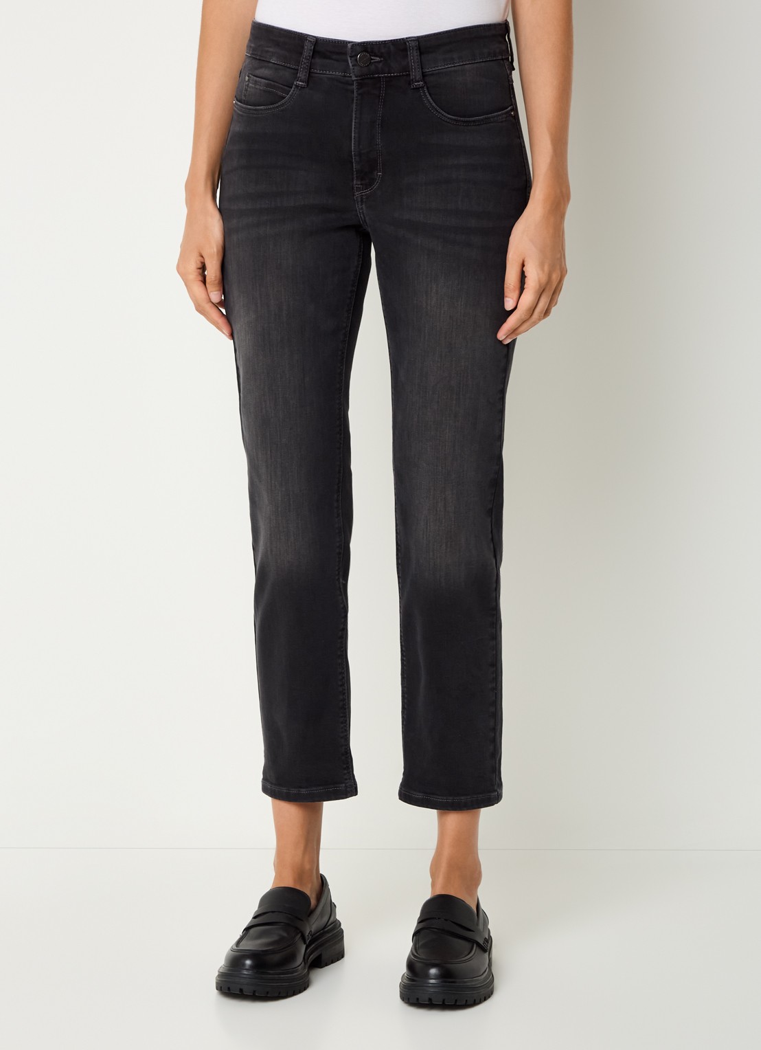 MAC Jeans Dream high waist cropped slim fit jeans met steekzakken - detail 4 donkergrijs