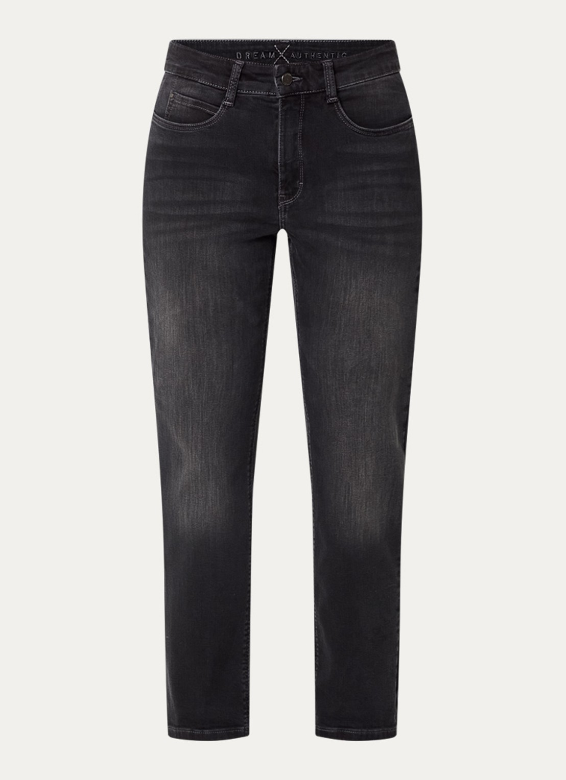 MAC Jeans Dream high waist cropped slim fit jeans met steekzakken - voorkant 2 donkergrijs