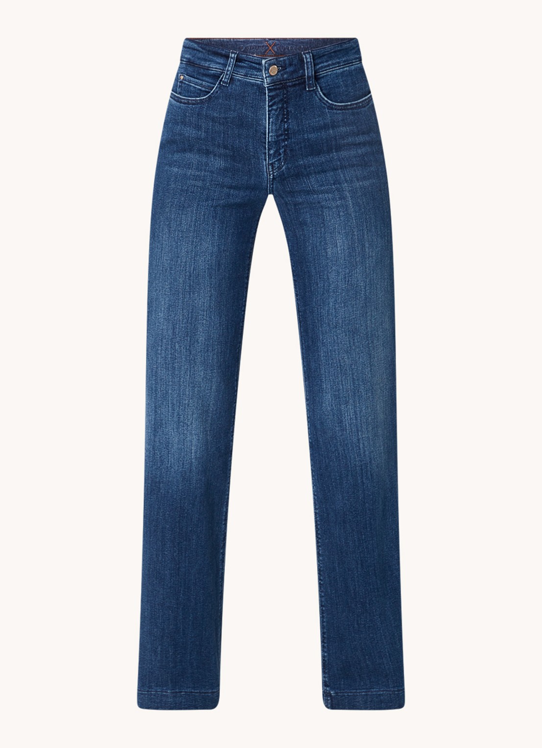 MAC Jeans Dream high waist wide leg jeans met steekzakken - voorkant indigo