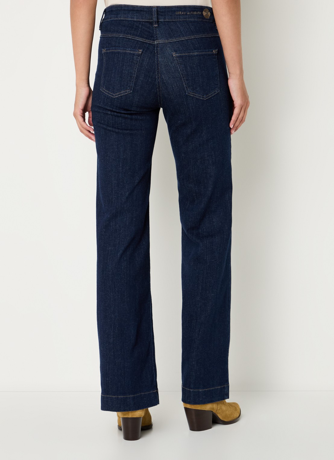 MAC Jeans Dream high waist wide leg jeans met steekzakken - achterkant donkerblauw