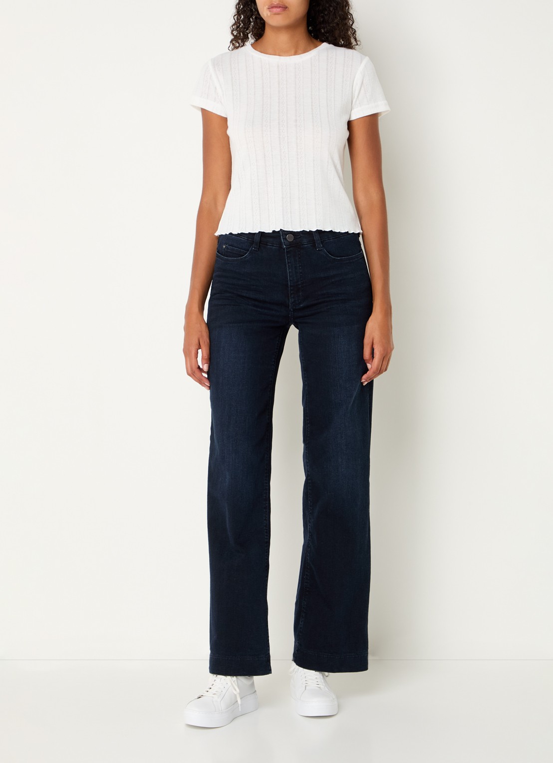 MAC Jeans Dream high waist wide leg jeans met steekzakken - voorkant 5 royalblauw