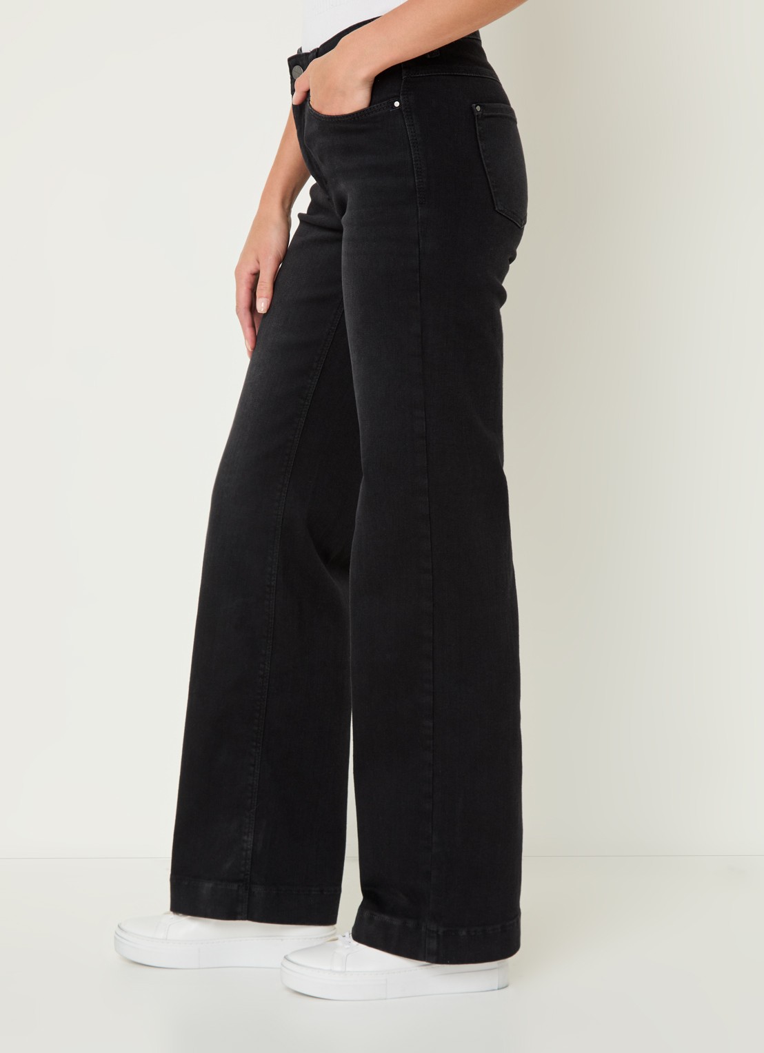 MAC Jeans Dream high waist wide leg jeans met steekzakken - detail 4 zwart