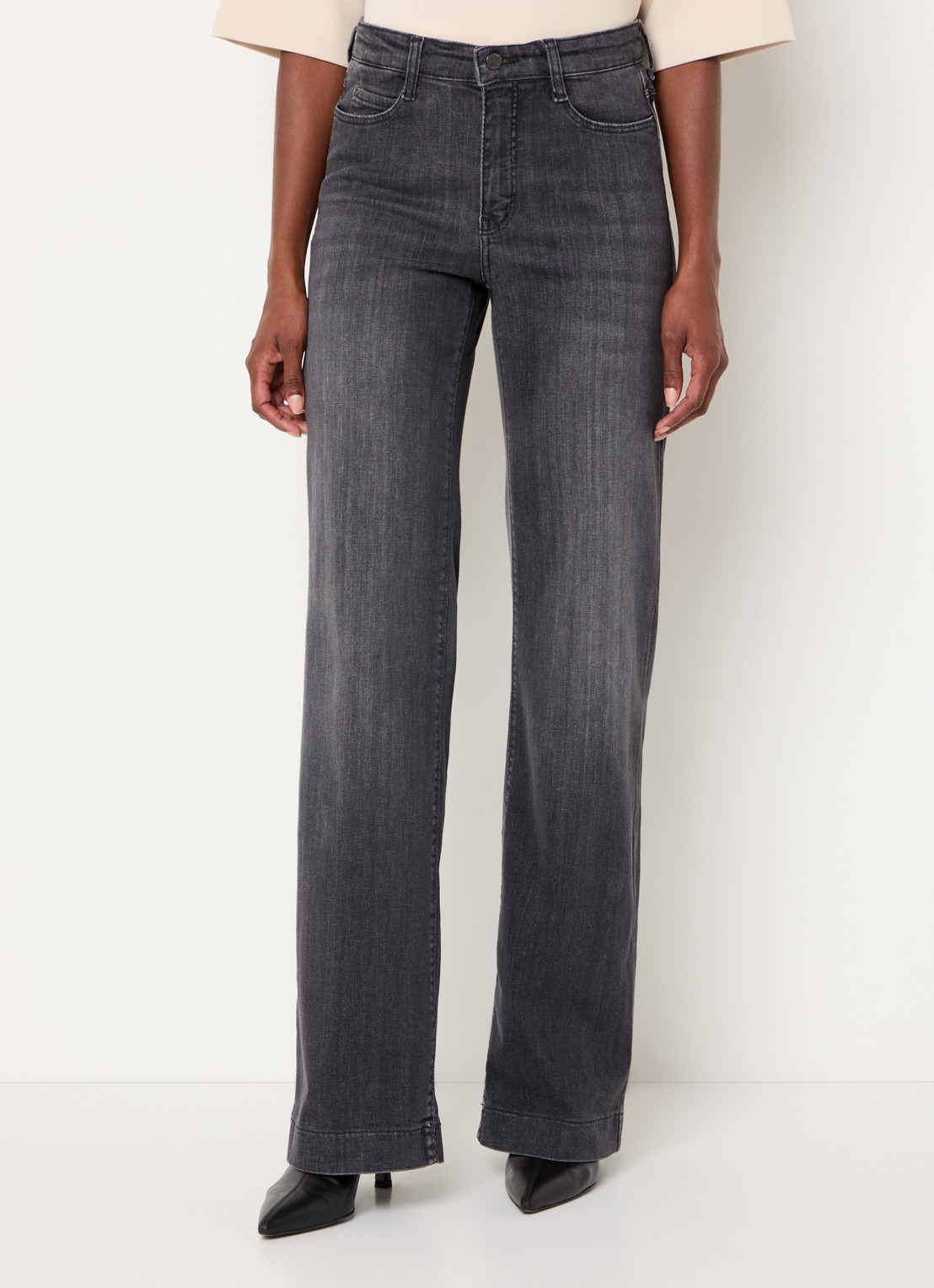 MAC Jeans Dream high waist wide leg jeans met steekzakken - detail 3 antraciet