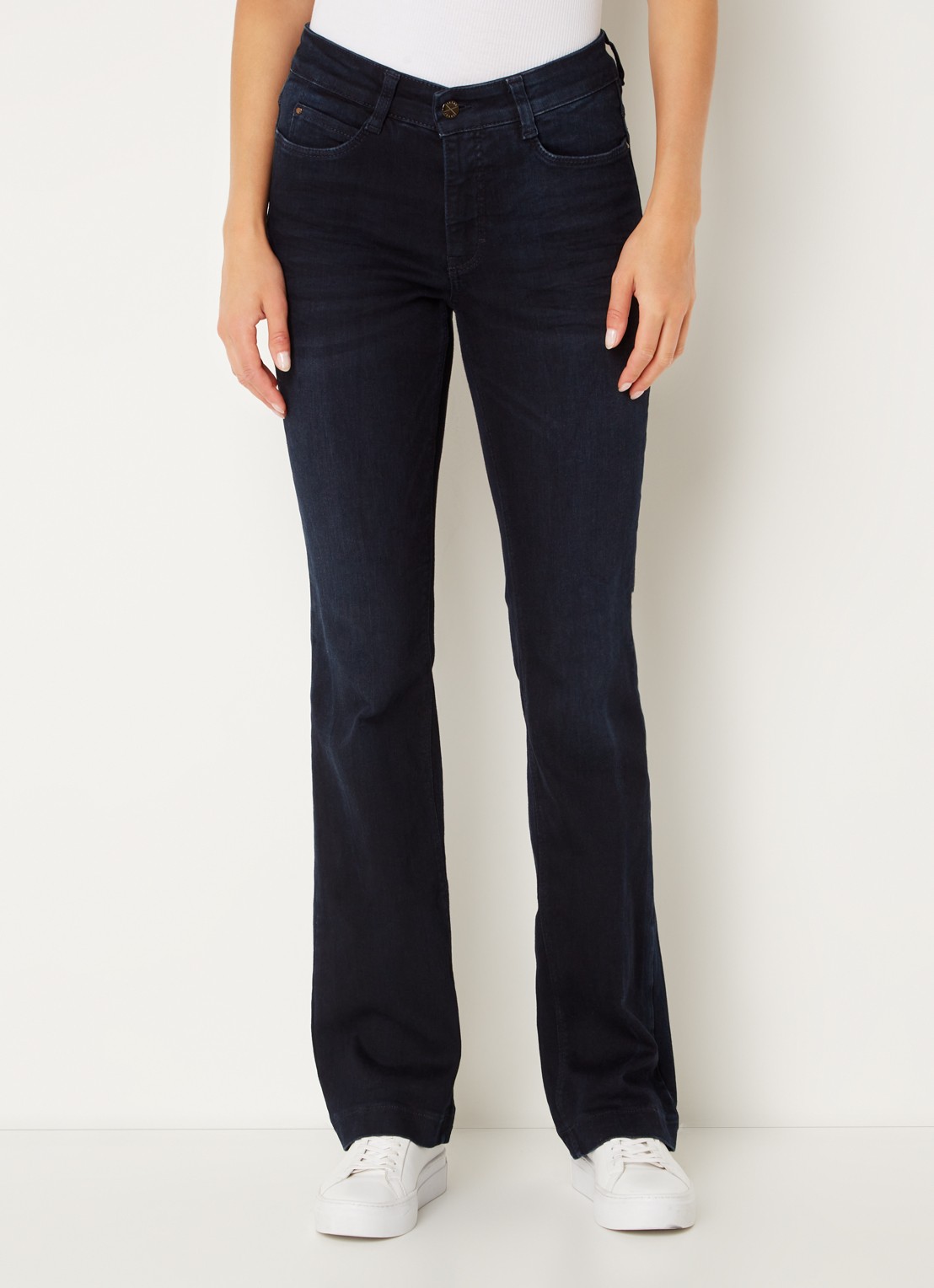 MAC Jeans Dream mid waist flared jeans met stretch - detail 2 donkerblauw