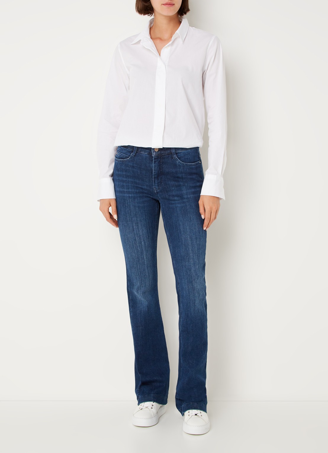 MAC Jeans Dream mid waist flared jeans met stretch - voorkant 5 indigo