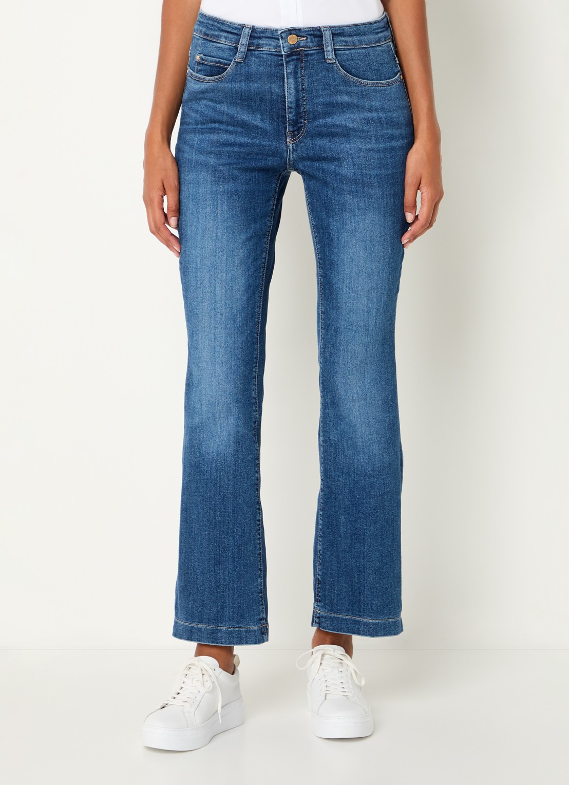 MAC Jeans Dream mid waist flared jeans met stretch - detail 4 lichtblauw