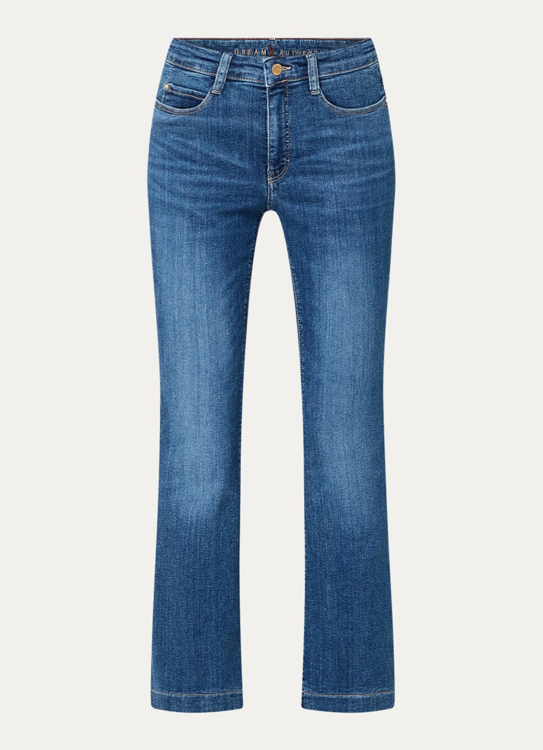MAC Jeans Dream mid waist flared jeans met stretch - voorkant 2 lichtblauw
