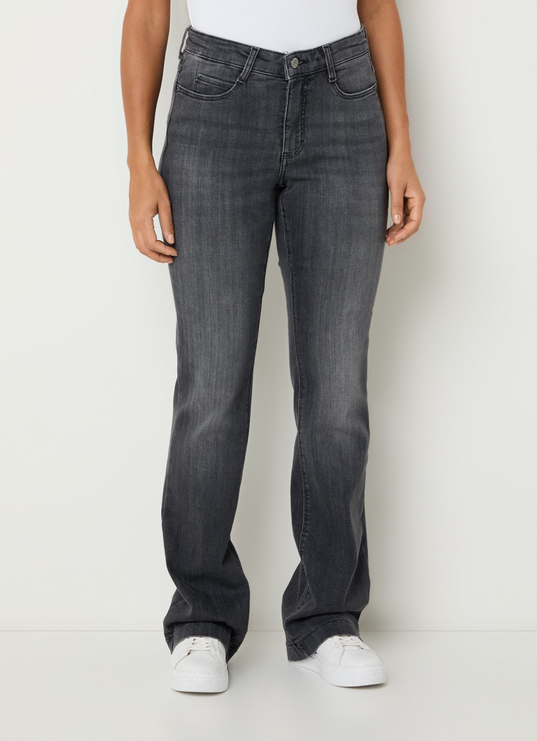 MAC Jeans Dream mid waist flared jeans met stretch - detail 4 antraciet