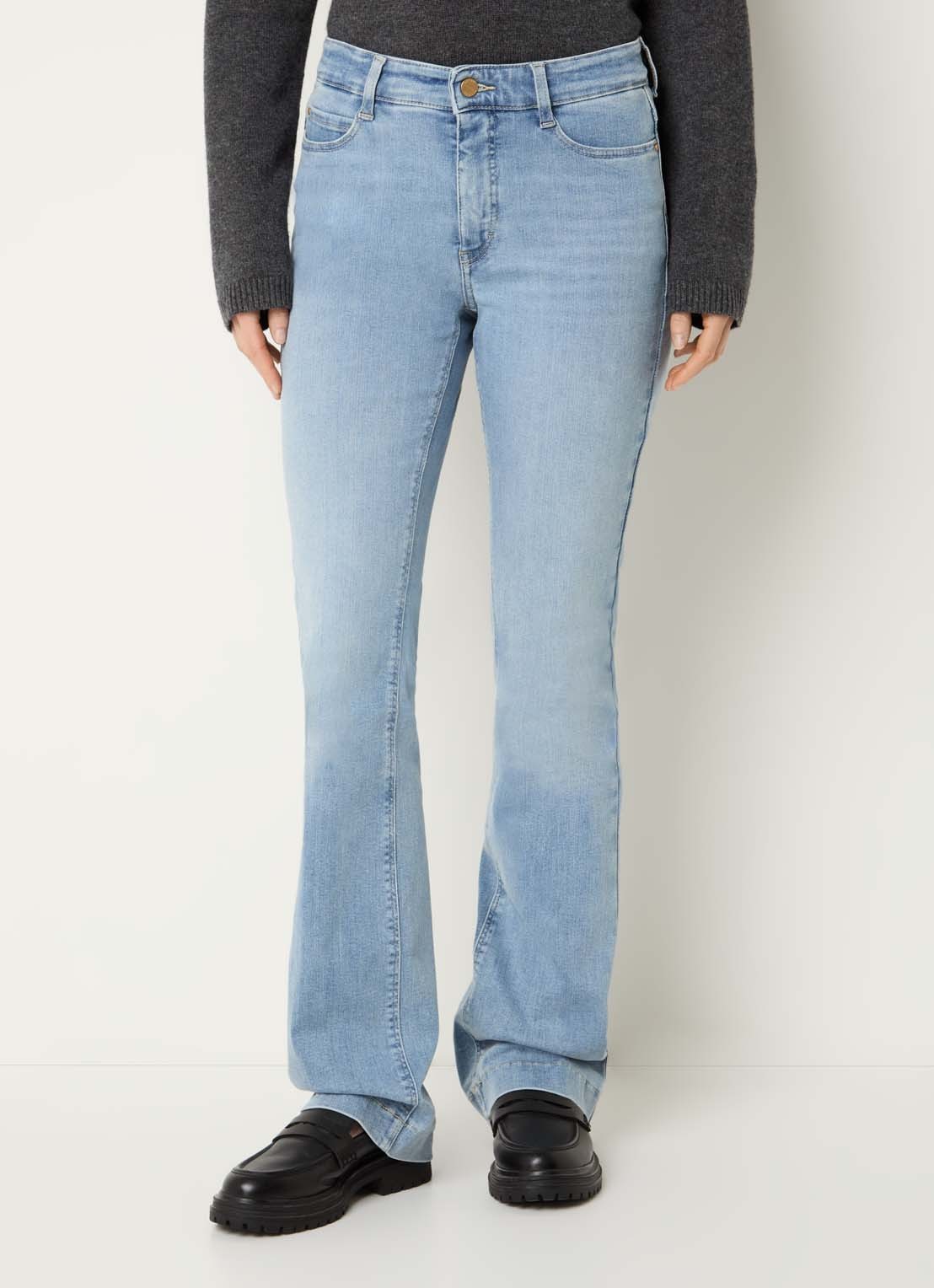 MAC Jeans Dream mid waist flared jeans met stretch - detail 3 blauwgrijs