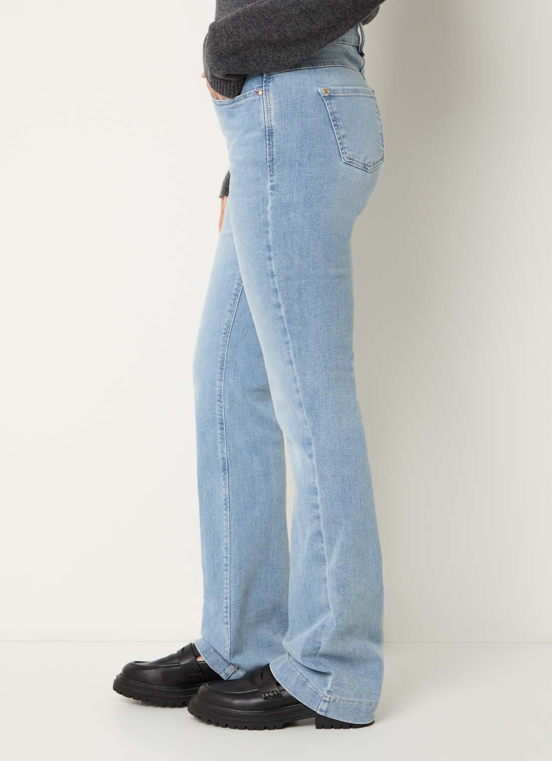 MAC Jeans Dream mid waist flared jeans met stretch - detail 4 blauwgrijs
