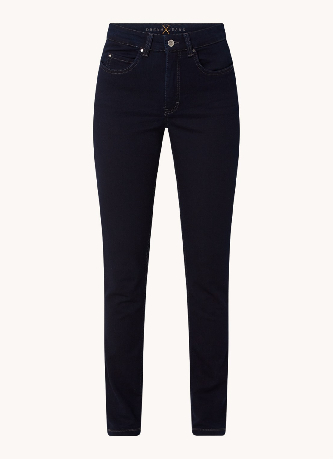 MAC Jeans Dream mid waist skinny jeans met stretch - voorkant 4 donkerblauw